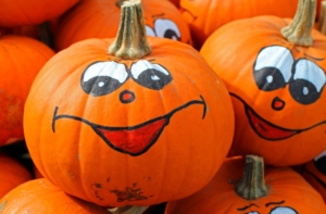 pumpkins with painted faces